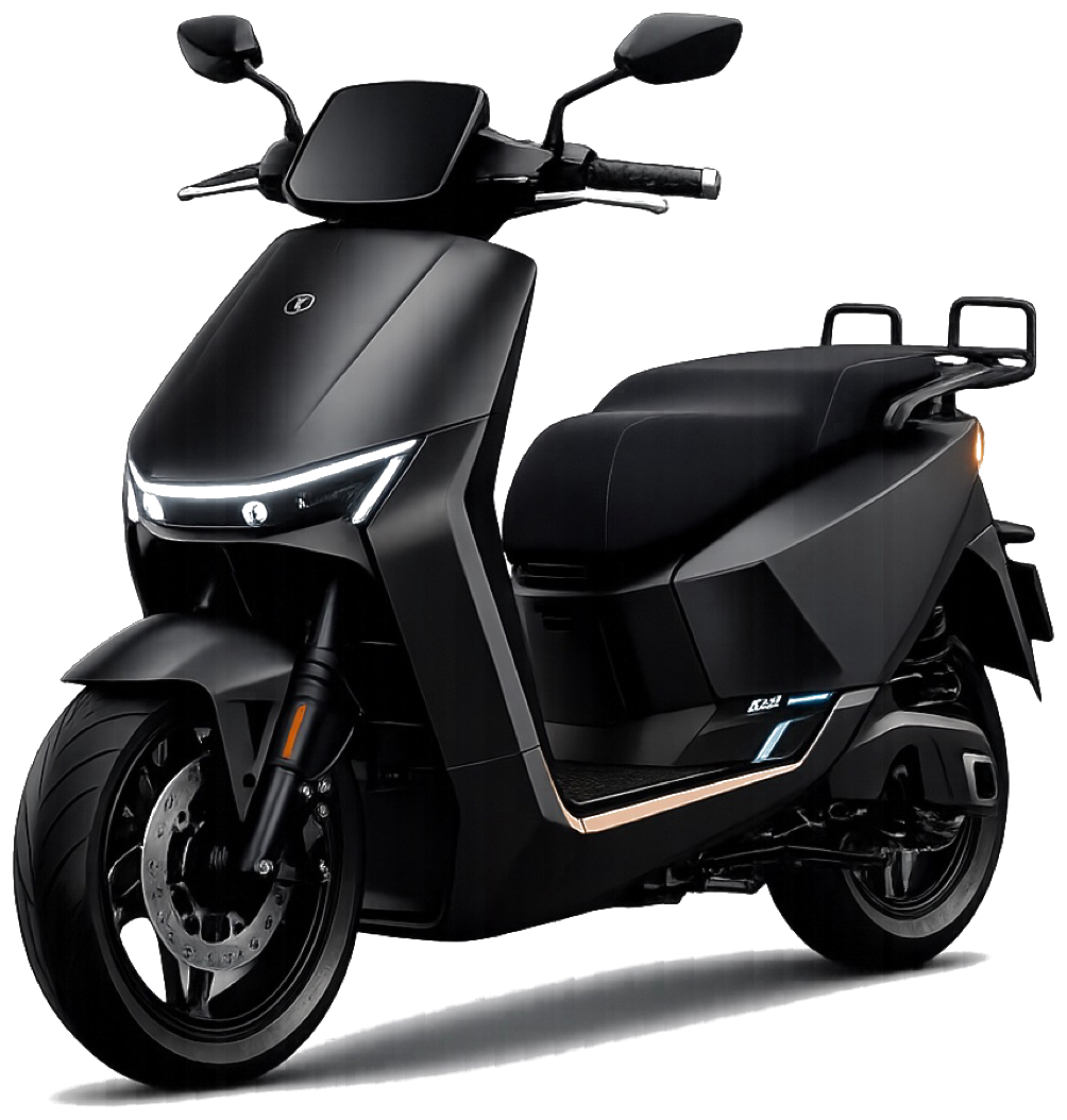 The ZEEN motorbike, front three quarter view